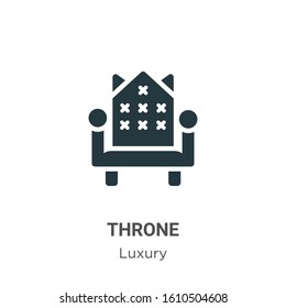 Throne glyph icon vector on white background. Flat vector throne icon symbol sign from modern luxury collection for mobile concept and web apps design.