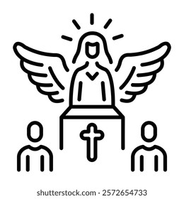 Throne of god icon in linear style 