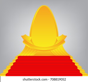 Throne of gold, with red carpet Gray background - Vector illustration