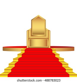 Throne of gold, with red carpet White background - Vector illustration 