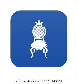 Throne icon blue vector isolated on white background
