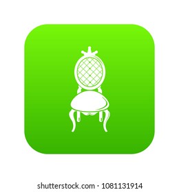 Throne icon green vector isolated on white background