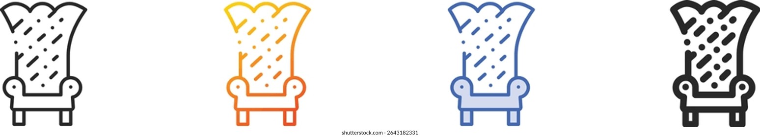 throne icon.Thin Linear, Gradient, Blue Stroke and bold Style Design Isolated On White Background