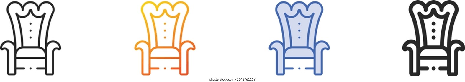 throne icon.Thin Linear, Gradient, Blue Stroke and bold Style Design Isolated On White Background