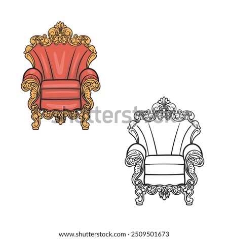 throne isolated on white background. hand drawn. easy to edit. outline style. vector illustrations