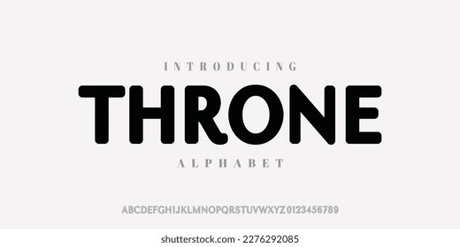 throne. Modern Bold Font. Regular Italic Number Typography urban style alphabet fonts for fashion, sport, technology, digital, movie, logo design, vector illustration