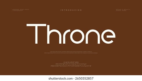  Throne modern minimal abstract alphabet fonts. Typography technology, electronic, movie, digital, music, future, logo creative font. vector illustration