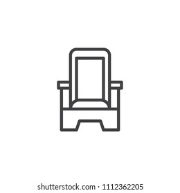 Throne outline icon. linear style sign for mobile concept and web design. Ancient royal throne simple line vector icon. Symbol, logo illustration. Pixel perfect vector graphics