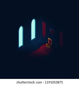 Throne room - isometric vector picture