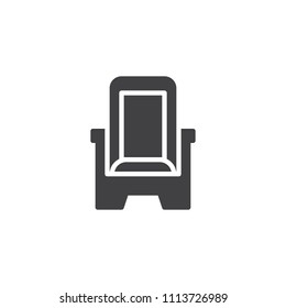 Throne vector icon. filled flat sign for mobile concept and web design. Ancient royal throne simple solid icon. Symbol, logo illustration. Pixel perfect vector graphics