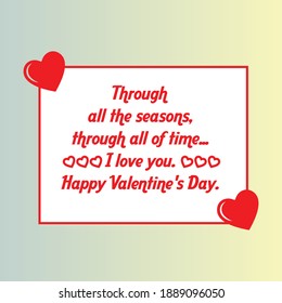 through all the seasons, through all of time... i love you happy valentine’s day, Happy valentines day greeting background in papercut realistic style. Paper clouds, flying realistic heart on string. 
