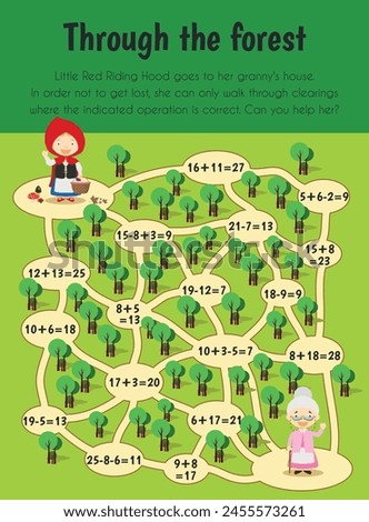 Through the forest Educational Sheet. Primary module for Numerical Ability. 5-6 years old. Educational Sheets Series