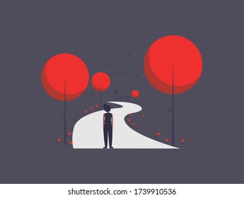 Through the park vector illustration.