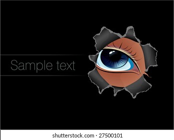 Through torn paper hole. Vector template.