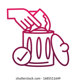 tirar los papeles de limpieza, evitar la propagación del icono de gradiente de ilustración portadora covid19