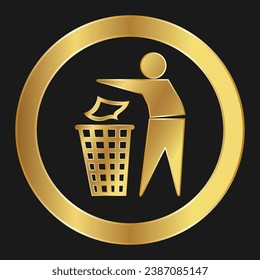 Tira el icono de oro en la papelera en el embalaje y caja del producto