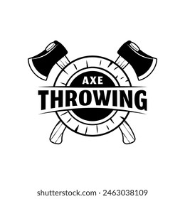 Throw axe in target logo isolated on white background.