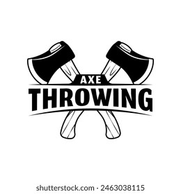 Throw axe in target logo isolated on white background.