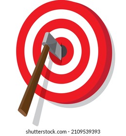 Throw Axe In Wood Target, Good For Axe Club Logo Design.