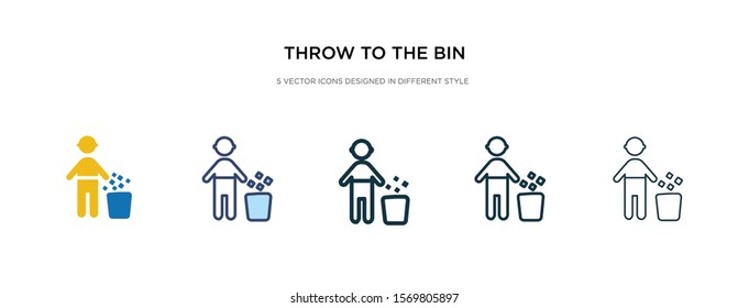 throw to the bin icon in different style vector illustration. two colored and black throw to the bin vector icons designed in filled, outline, line and stroke style can be used for web, mobile, ui