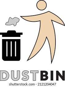 Símbolo vector de ilustración de la depuración de residuos de basura de lanzamiento a bin