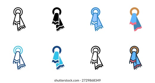 Throw blankets icons set multiple style collection. Editable stroke 
