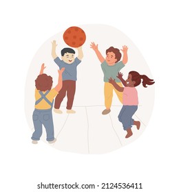 Throw and catch games isolated cartoon vector illustration Children play a game, throw and catch ball, physical activity, motor skills development, preschool education, daycare vector cartoon.