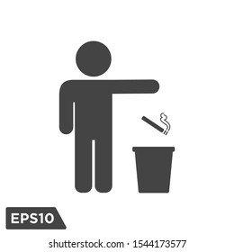 throw cigarette icon give up smoking symbol logo template
