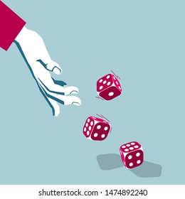 Throw the dice. Isolated on blue background.