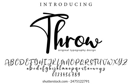 Throw Font Stylish brush painted an uppercase vector letters, alphabet, typeface