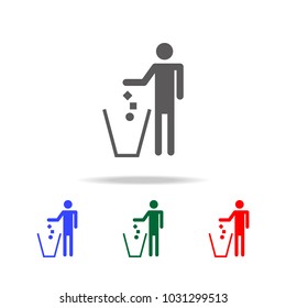 throw garbage icon. Elements in multi colored icons for mobile concept and web apps. Icons for website design and development, app development on white background