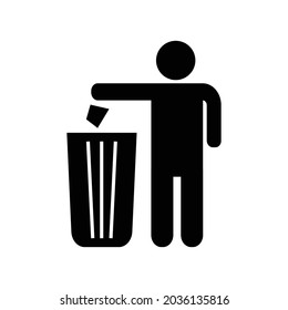 throw in garbage icon vector. garbage and people illustration.