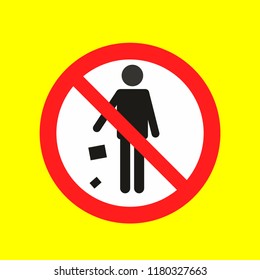 throw garbage no allowed, caution warn symbol for public transport areas to do not do that. vector logo, sign, symbol
