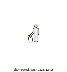 Throw garbage in its place color line icon