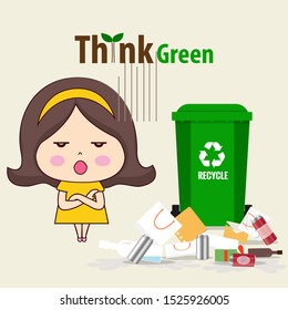 Throw garbage in place. ECO FRIENDLY. Ecology concept. Vector illustration.