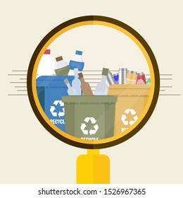Throw garbage in place. ECO FRIENDLY. Ecology concept. Vector illustration.