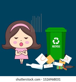 Throw garbage in place. ECO FRIENDLY. Ecology concept. Vector illustration.