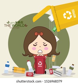 Throw garbage in place. ECO FRIENDLY. Ecology concept. Vector illustration.
