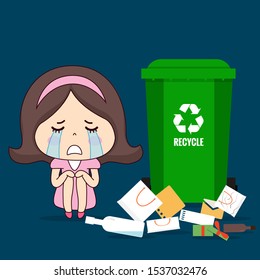 Throw garbage in place. ECO FRIENDLY. Ecology concept. Vector illustration.