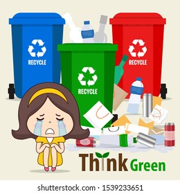 Throw garbage in place. ECO FRIENDLY. Ecology concept. Vector illustration.