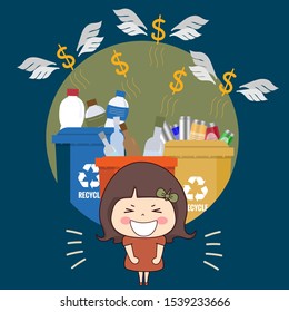 Throw garbage in place. ECO FRIENDLY. Ecology concept. Vector illustration.