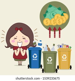 Throw garbage in place. ECO FRIENDLY. Ecology concept. Vector illustration.