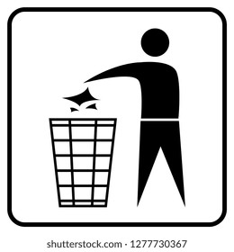throw garbage in the trash. vector design of packaging symbol