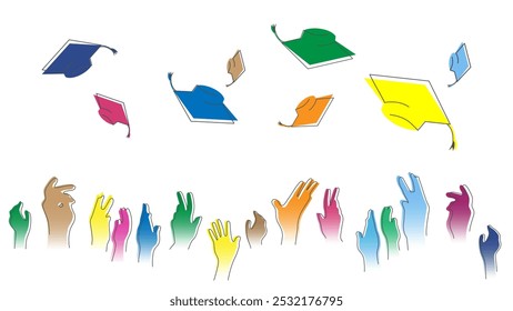 throw a graduation cap. Used for decoration, advertising design, websites or publications, banners, posters and brochures.