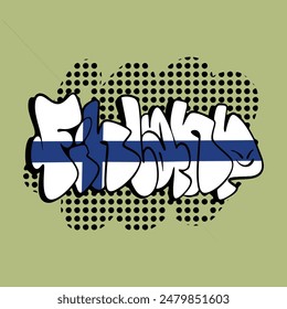 Throw Up Graffiti Pics Art Of Finland Letter Font And Blue White Colors Flag Inspiration Vector Design 