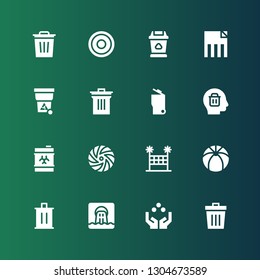 throw icon set. Collection of 16 filled throw icons included Trash, Juggling ball, Waste, Beach ball, Volleyball net, Frisbee, Delete, Garbage, Bin