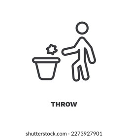 throw icon. Thin line throw icon from Hygiene and Sanitation collection. Outline vector isolated on white background. Editable throw symbol can be used web and mobile