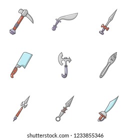 Throw icons set. Cartoon set of 9 throw vector icons for web isolated on white background