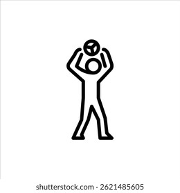 throw in outline icon. figure stick play football line art illustration.