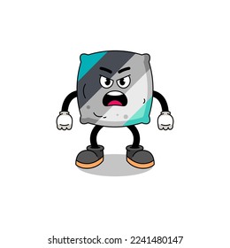 throw pillow cartoon illustration with angry expression , character design